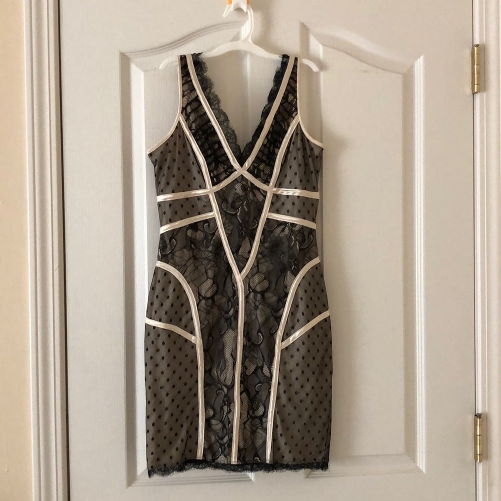 bebe Black and Cream Lace Dress